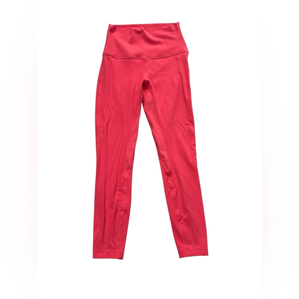 Lululemon Vibrant Coral High-Waisted women’s Leggings, 7/8 length. Size 4.